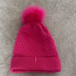 Atheta Pink Knit Beanie with Pom Pom
